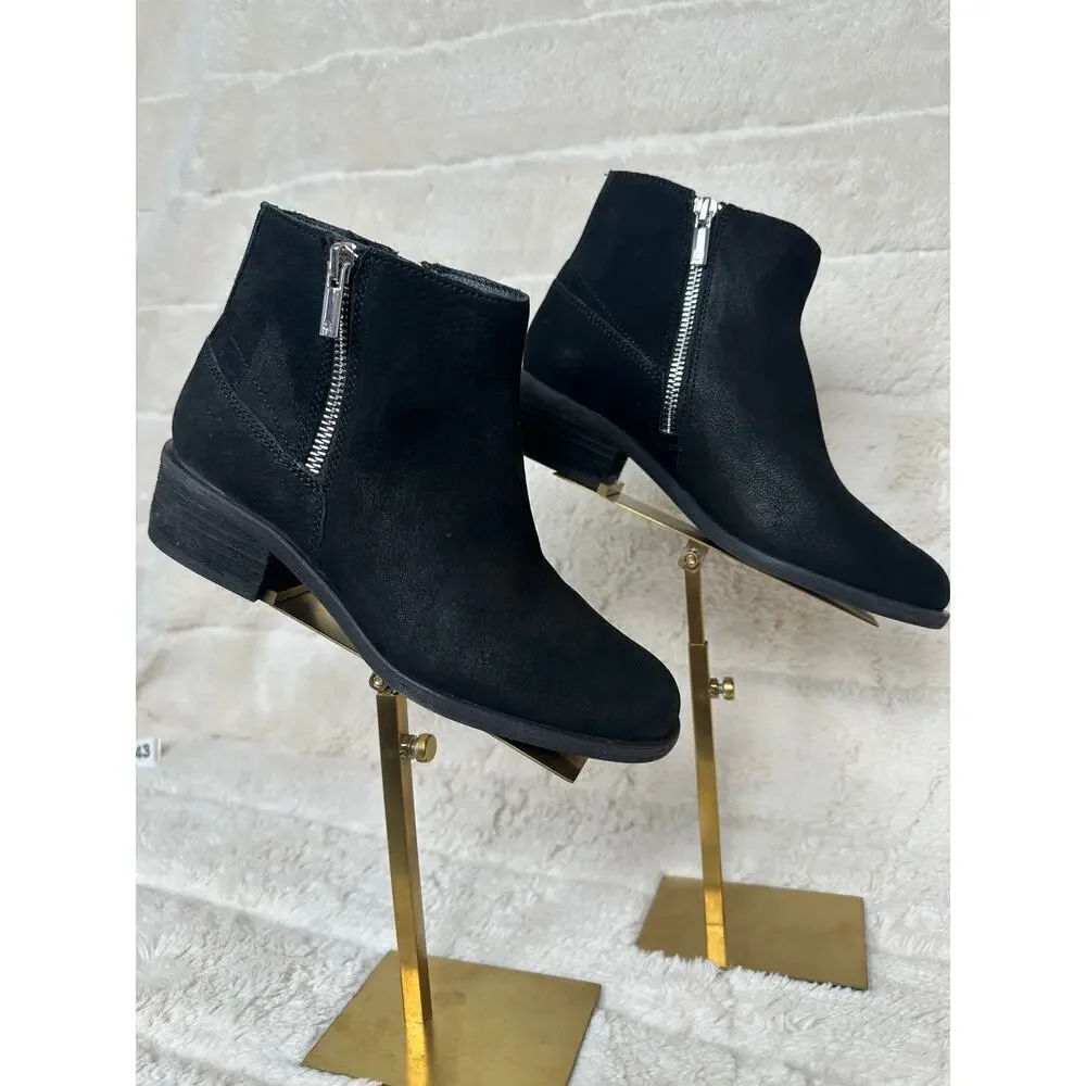 Lucky Brand Baelee Boot 6.5M Suede Leather Stack Heel Biker Festival Ankle Boot